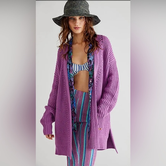 Free People Sweaters - New Free People S Nightingale Cardi in Wisteria Purple Sweater Cardigan $128